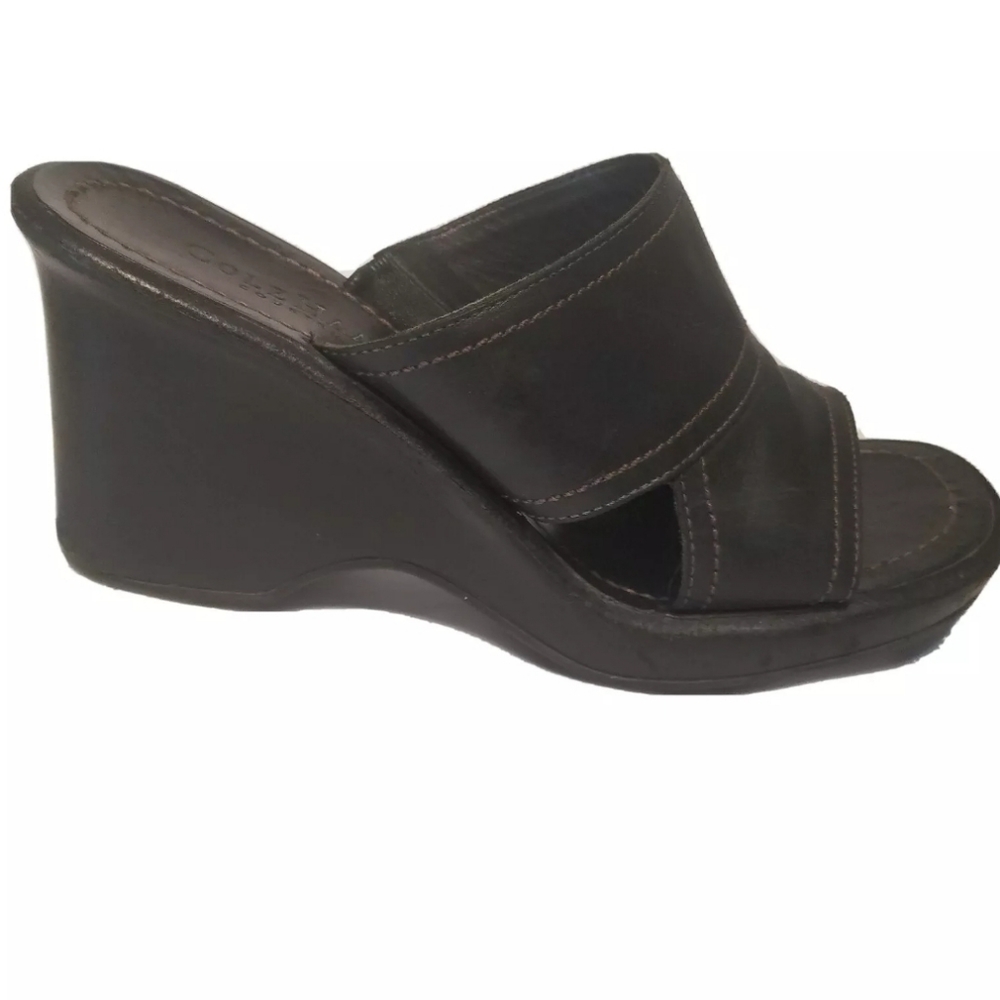 Cole Haan Country Black Leather wedge sand…